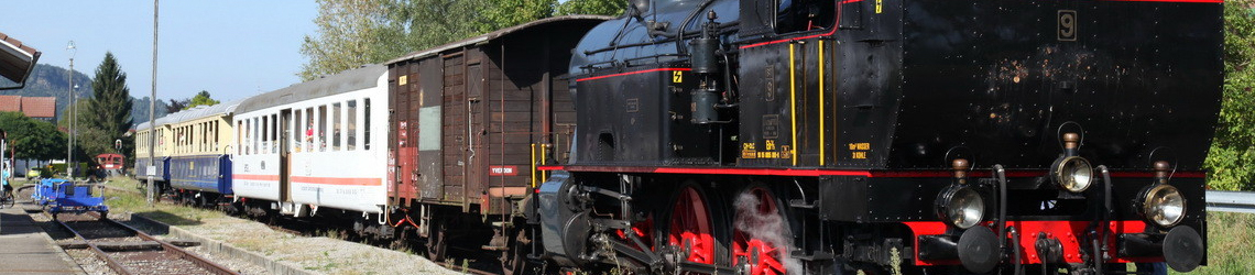 Dampflokomotive mit Schienenvelo